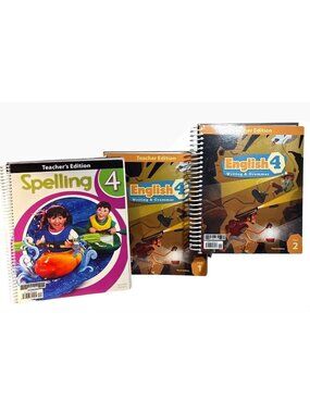 BJU Press English 4 Writing & Grammar Part 1 & 2 PLUS Grade 4 Spelling Lot of 3